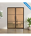 Dubbele stalen taatsdeur - Maatwerk - Brons - 3 Vlaks - Mat glas