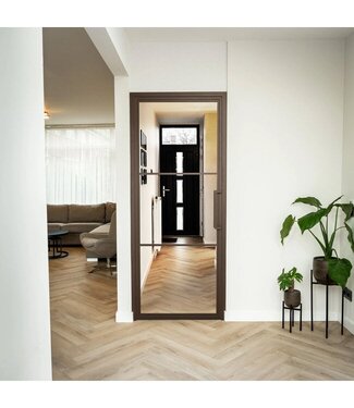 OUTLET: Stalen Binnendeur - Brons - 3 Vlaks - 231,5 x 93- Helder glas - Luxe design