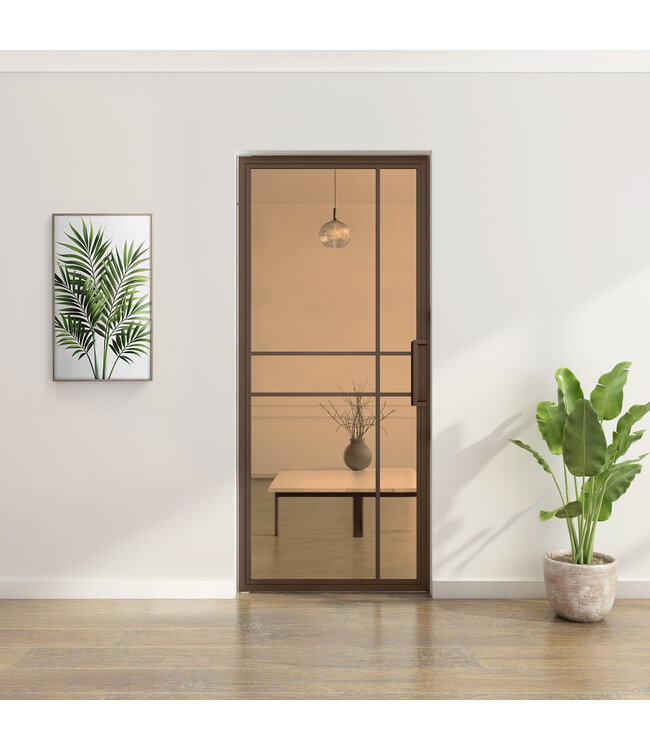 Stalen taatsdeur - Brons - 6 Vlaks - Helder glas - Luxe design*
