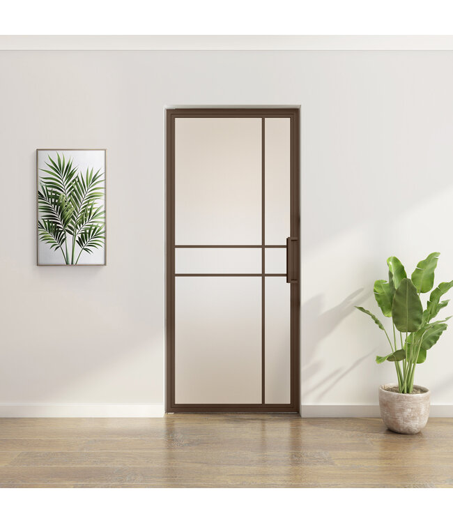 Stalen taatsdeur - Brons - 6 Vlaks - Rook glas - Luxe design*