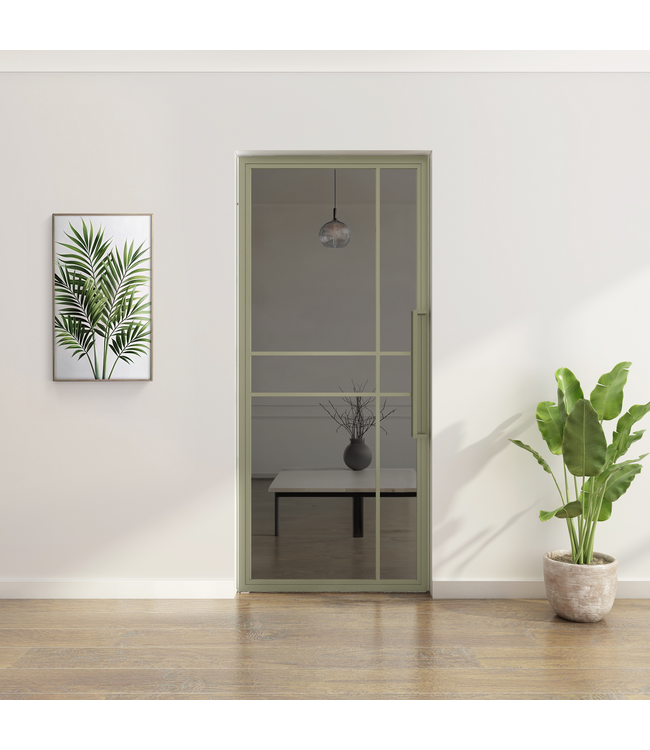 Stalen taatsdeur - Olijfgroen - 6 Vlaks - Helder glas - Luxe design*
