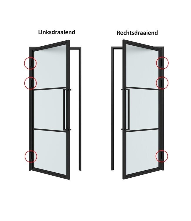 Stalen Binnendeur - Zwart - 5 Vlaks - Helder glas