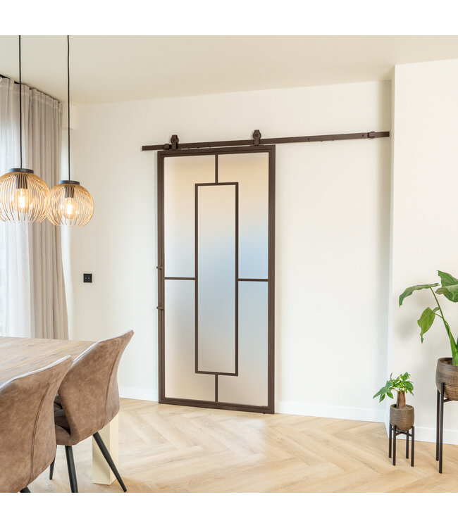 Stalen Schuifdeur - Brons - 5 Vlaks - Rook glas