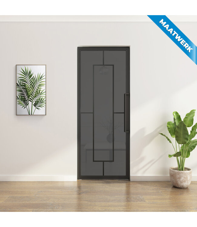Stalen Taatsdeur - Maatwerk - Zwart - 5 Vlaks - Mat glas