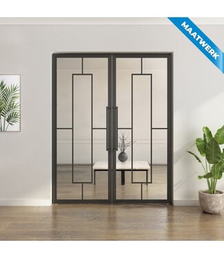 Dubbele stalen taatsdeur - Zwart - Maatwerk - 5 Vlaks - Helder glas