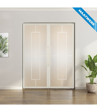 Dubbele stalen taatsdeur - Wit - Maatwerk - 5 Vlaks - Mat glas