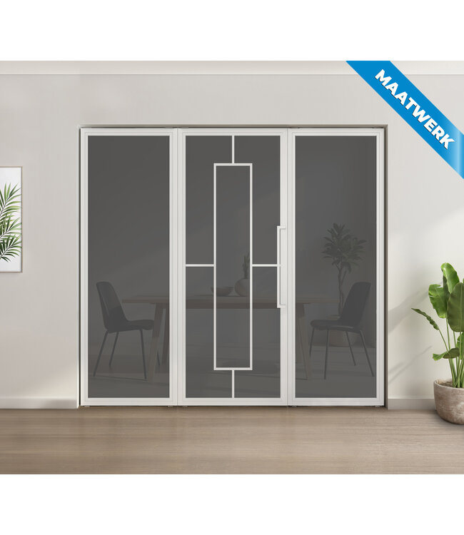 Enkele stalen taatsdeur met glaspaneel - Wit - 5 Vlaks - Helder glas