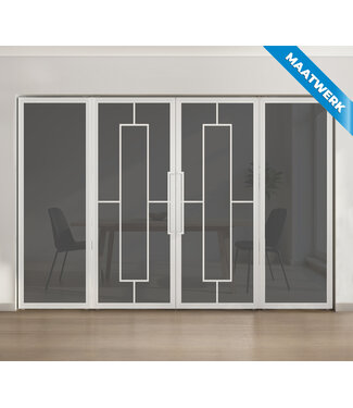 Dubbele stalen taatsdeur met glaspanelen - Wit - 5 Vlaks - Rook glas
