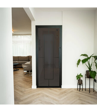 Stalen Binnendeur - Zwart - 5 Vlaks - Rook glas