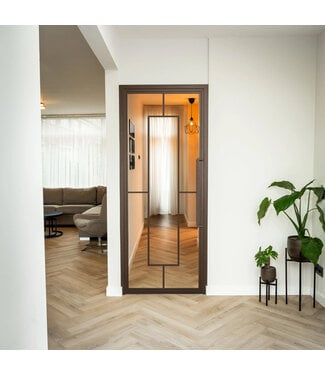 Stalen Binnendeur - Brons - 5 Vlaks - Helder glas