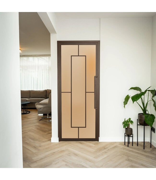 Stalen Binnendeur - Brons - 5 Vlaks - Helder glas