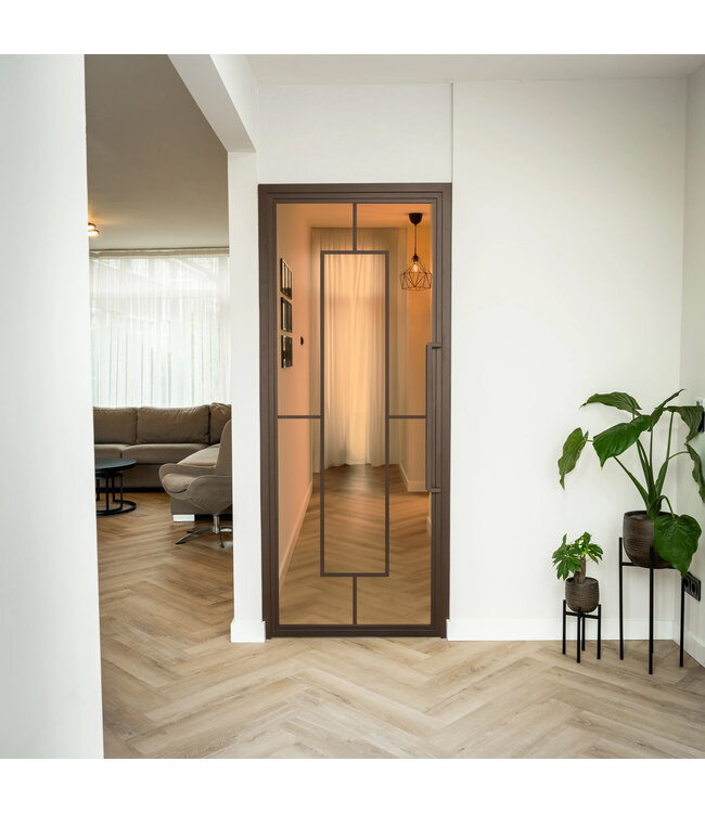 Stalen Binnendeur - Brons - 5 Vlaks - Helder glas