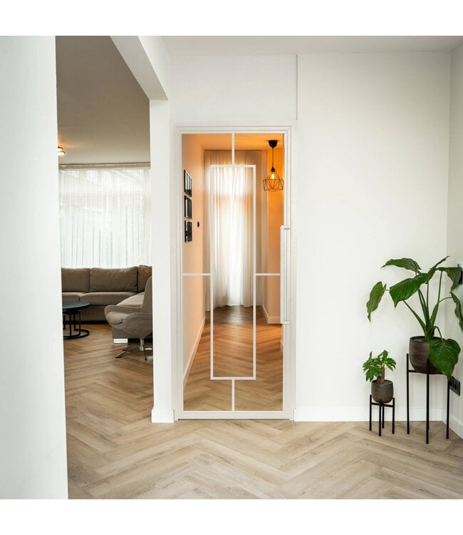 Stalen Binnendeur - Wit - 5 Vlaks - Rook glas