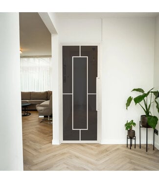 Stalen Binnendeur - Wit - 5 Vlaks - Rook glas