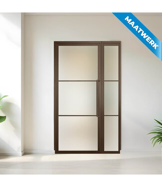 Stalen binnendeur met glaspaneel - Brons - 3 Vlaks - Maatwerk - Mat glas
