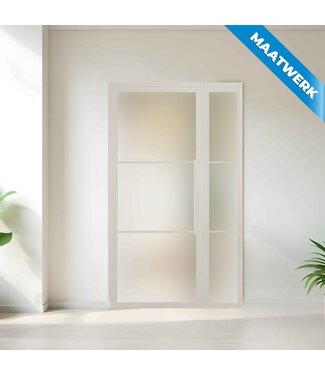 Stalen binnendeur met glaspaneel - Wit - 3 Vlaks - Maatwerk - Mat glas
