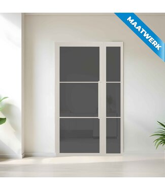 Stalen binnendeur met glaspaneel - Wit - 3 Vlaks - Maatwerk - Rook glas