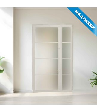 Stalen binnendeur met glaspaneel - Wit - 4 Vlaks - Maatwerk - Mat glas