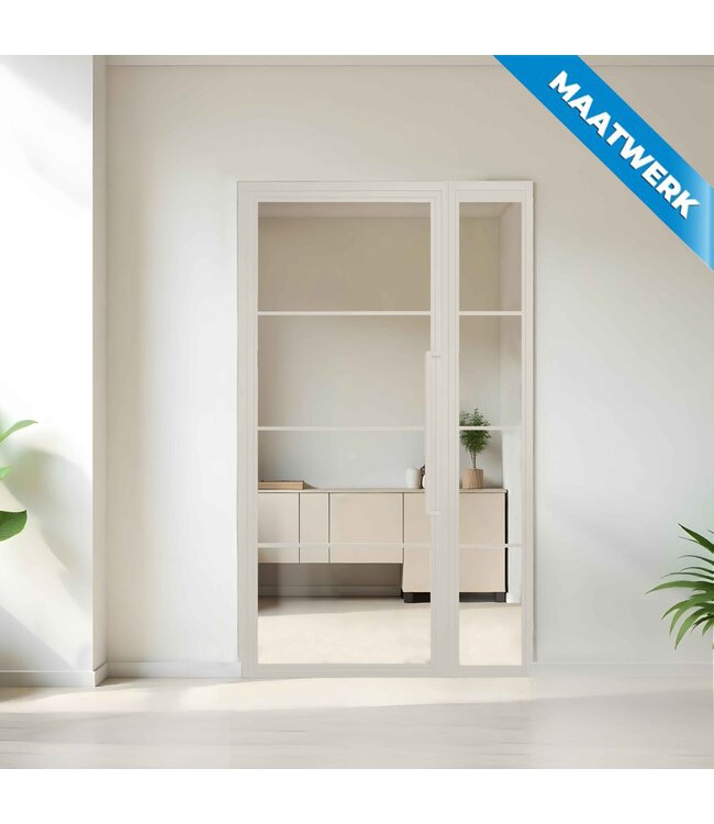 Stalen binnendeur met glaspaneel - Wit - 4 Vlaks - Maatwerk - Mat glas