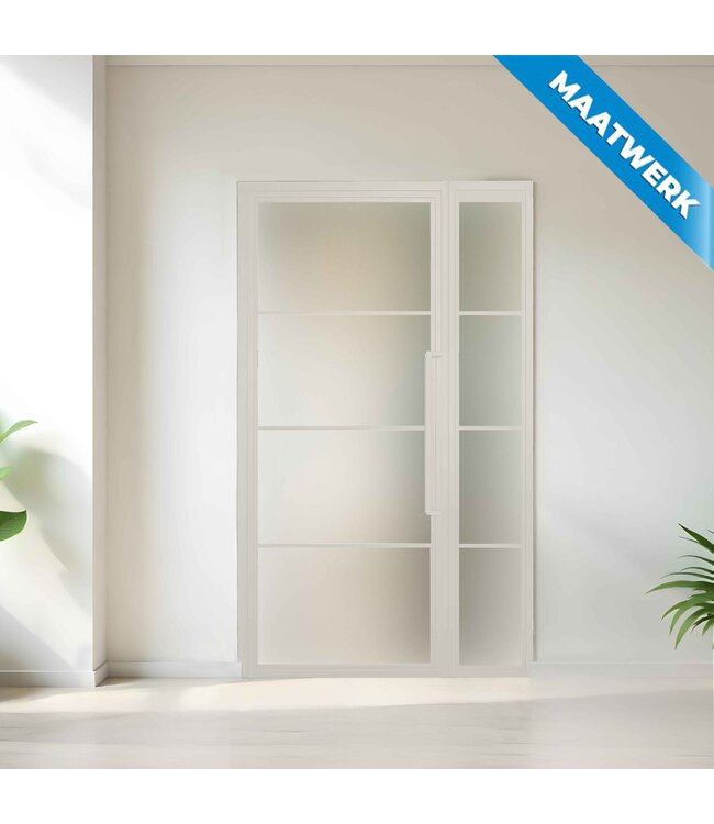 Stalen binnendeur met glaspaneel - Wit - 4 Vlaks - Maatwerk - Rook glas