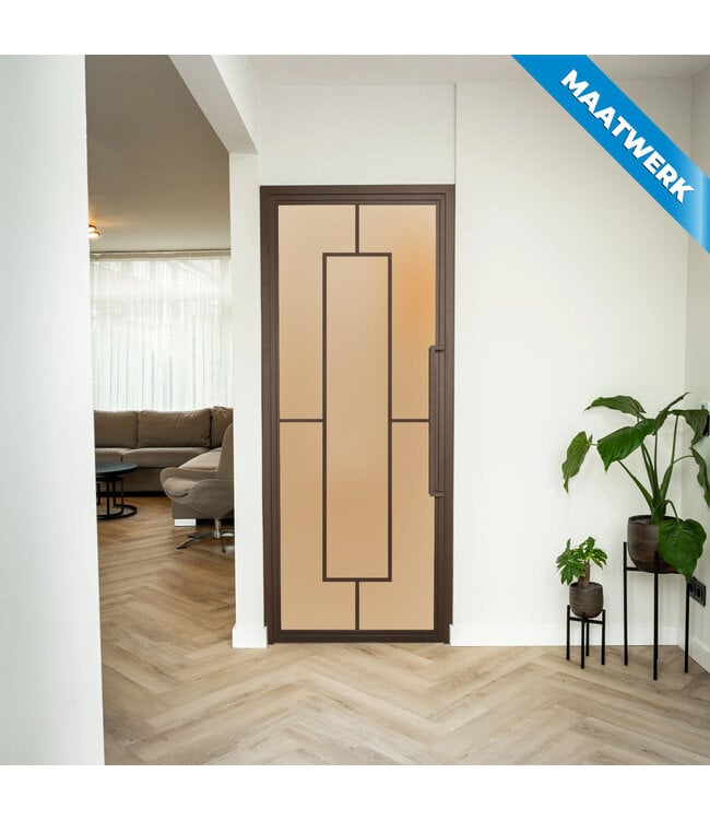 Stalen Binnendeur - Brons - 5 Vlaks - Maatwerk - Rook glas