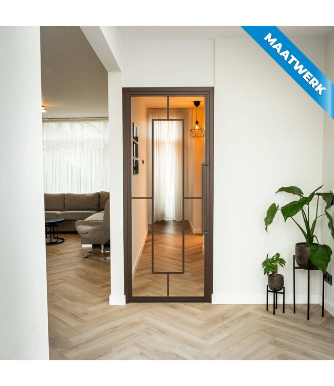 Stalen Binnendeur - Brons - 5 Vlaks - Maatwerk - Rook glas