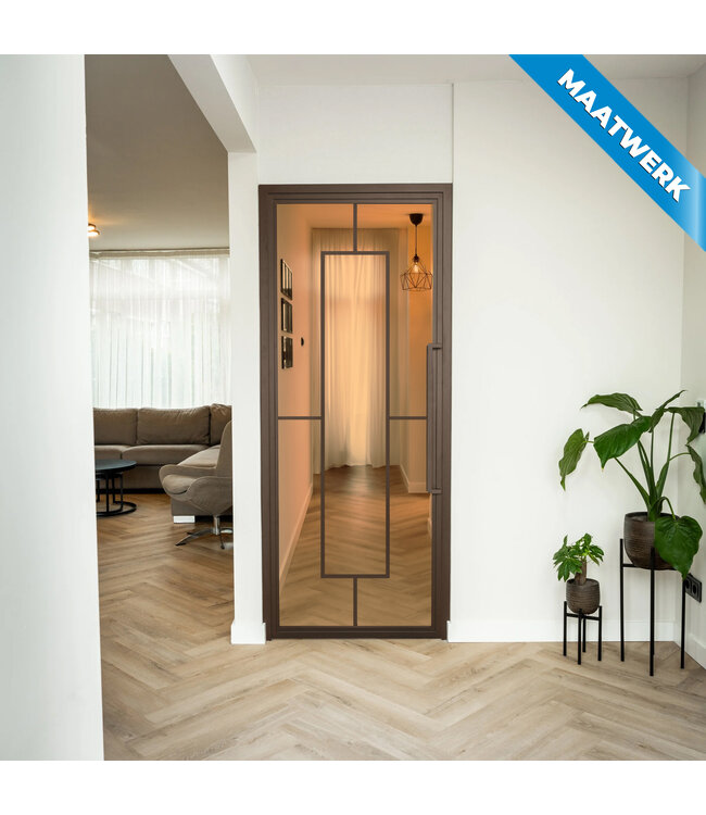 Stalen Binnendeur - Brons - 5 Vlaks - Maatwerk - Helder glas