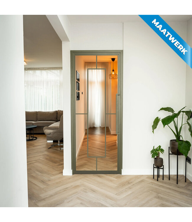 Stalen Binnendeur - Olijfgroen - 5 Vlaks - Maatwerk - Matglas