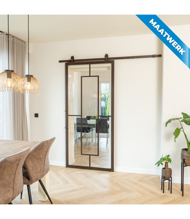 Stalen Schuifdeur - Brons - 5 Vlaks - Maatwerk - Mat glas
