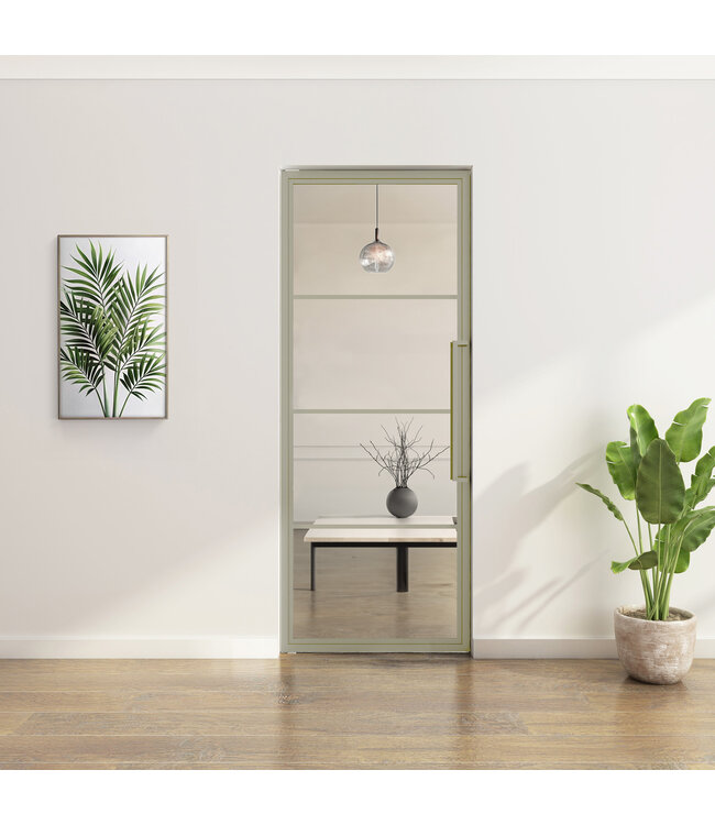 Stalen Taatsdeur - Kiezelgrijs - 4 Vlaks - Rook glas