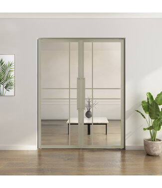 Dubbele stalen taatsdeur - Kiezelgrijs - 6 Vlaks - Helder glas - Luxe design