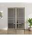Dubbele stalen taatsdeur - Kiezelgrijs - 6 Vlaks - Mat glas - Luxe design
