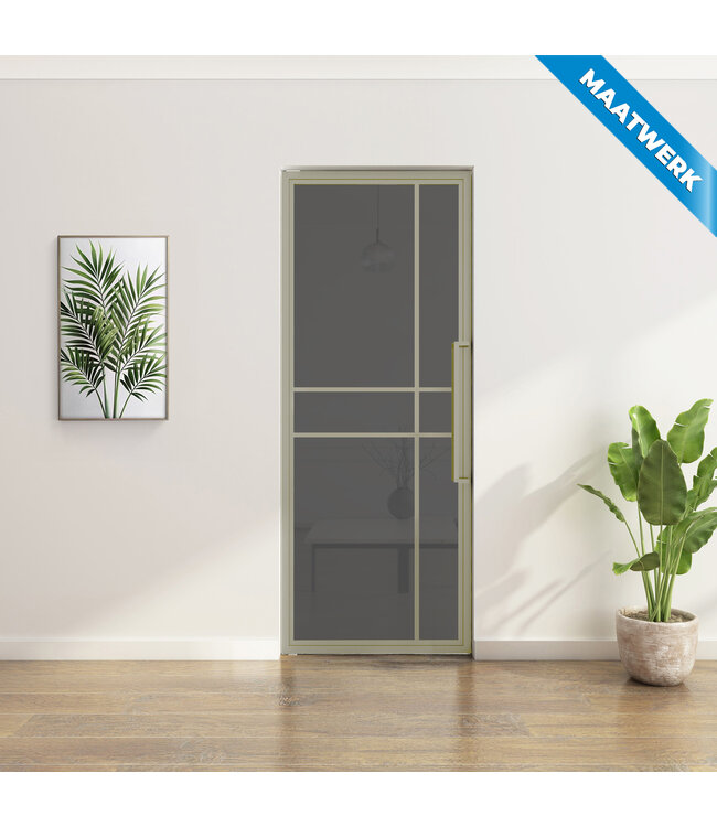 Stalen Taatsdeur - Maatwerk - Kiezelgrijs - 6 Vlaks - Helder glas - Luxe design