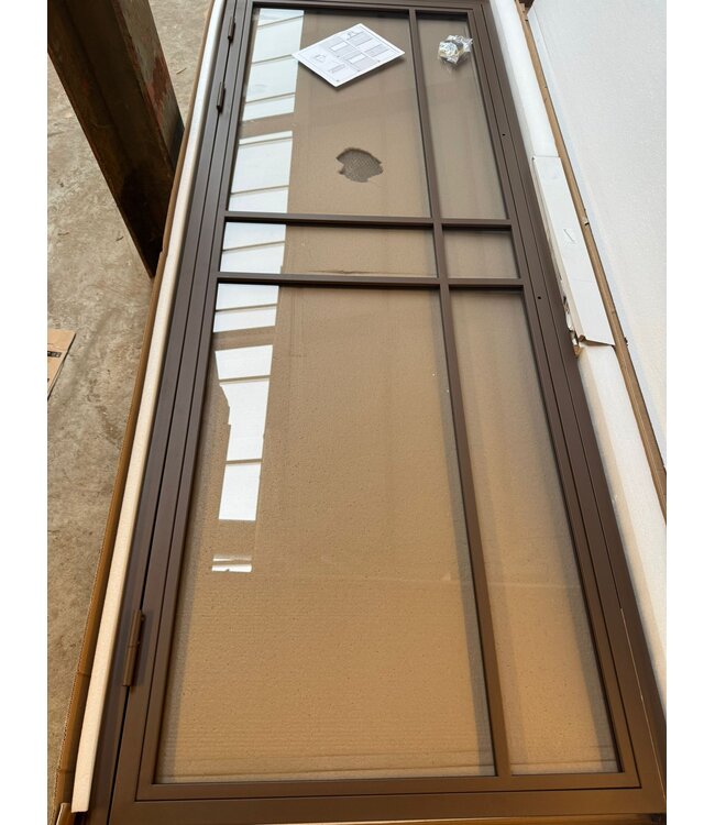 OUTLET: Stalen Binnendeur - Brons - 6 Vlaks Luxe design - Helder glas - 231, x 83 - linksdraaiend