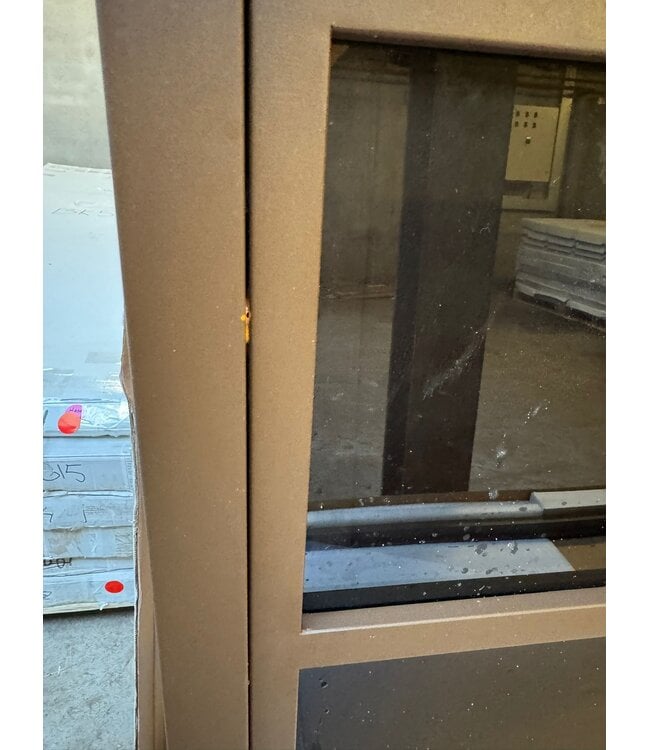 OUTLET: Stalen Binnendeur - Brons - 6 Vlaks - 233,5 x 97,5 - Zwart rook glas - Luxe design - Rechtsdraaiend