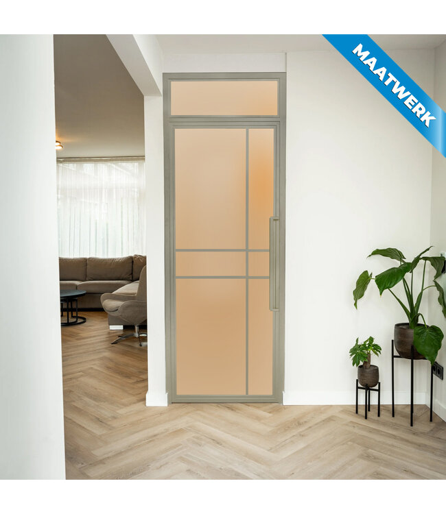 Stalen Binnendeur met bovenlicht - Kiezelgrijs - 6 Vlaks - Maatwerk - Helder glas - Luxe design
