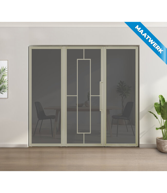 Enkele stalen taatsdeur met glaspaneel - Kiezelgrijs - 5 Vlaks - Helder glas