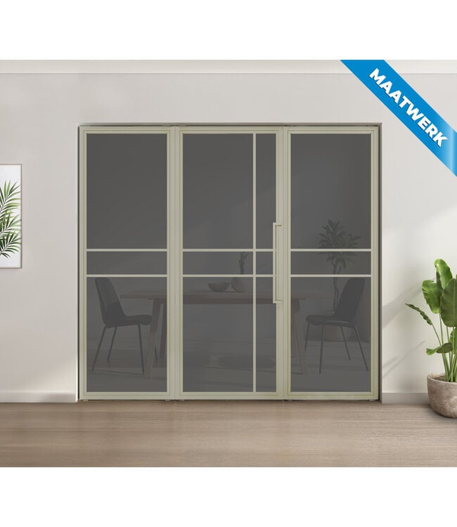 Enkele stalen taatsdeur met glaspaneel - Kiezelgrijs - 6 Vlaks - Helder glas - Luxe design