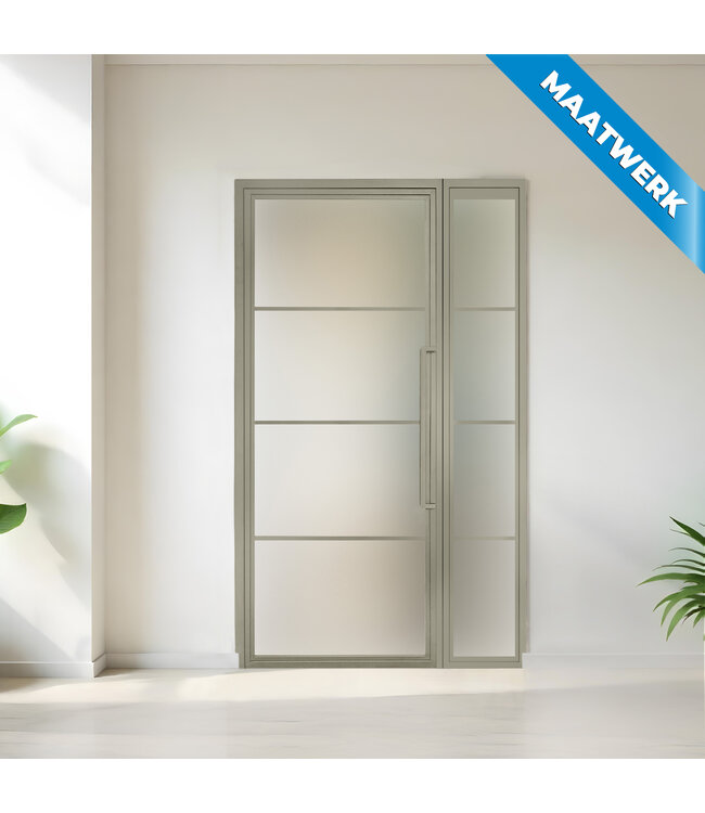 Stalen binnendeur met glaspaneel - Kiezelgrijs - 4 Vlaks - Maatwerk - Helder glas