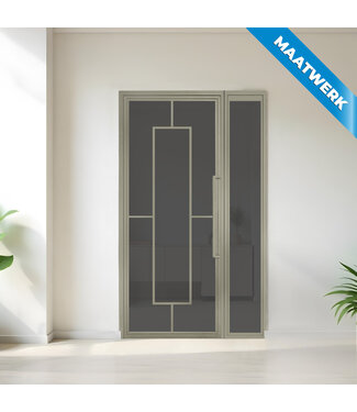 Stalen binnendeur met glaspaneel - Kiezelgrijs - 5 Vlaks - Maatwerk - Rook glas