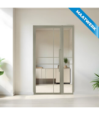 Stalen binnendeur met glaspaneel - Kiezelgrijs - 6 Vlaks - Maatwerk - Helder glas - Luxe design