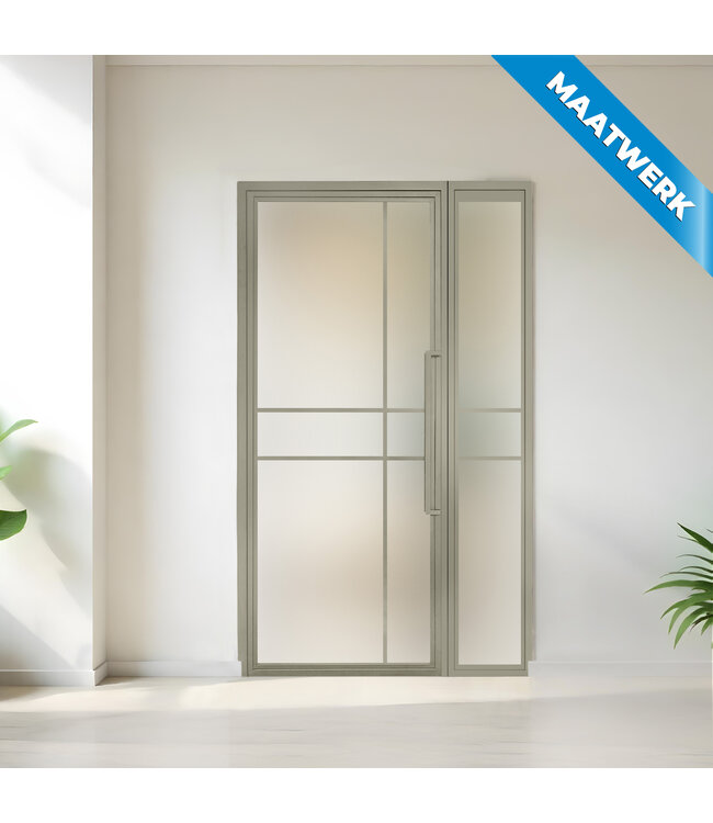 Stalen binnendeur met glaspaneel - Kiezelgrijs - 6 Vlaks - Maatwerk - Helder glas - Luxe design