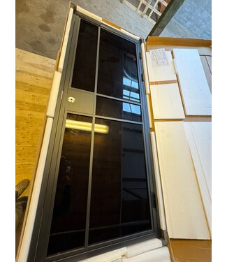 OUTLET: Stalen Binnendeur - Zwart - 6 Vlaks - 2158 x 872 - Full Metal Black Glas - Luxe design - Rechtsdraaiend