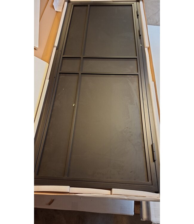 OUTLET: Stalen Binnendeur - Zwart - 6 Vlaks - 2158 x 892 - Full Metal Black Glas - Luxe design - Linksdraaiend
