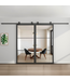 OUTLET: Dubbele Stalen Schuifdeur 2522 x 1015 - 3 Vlaks - Zwart- Helder glas