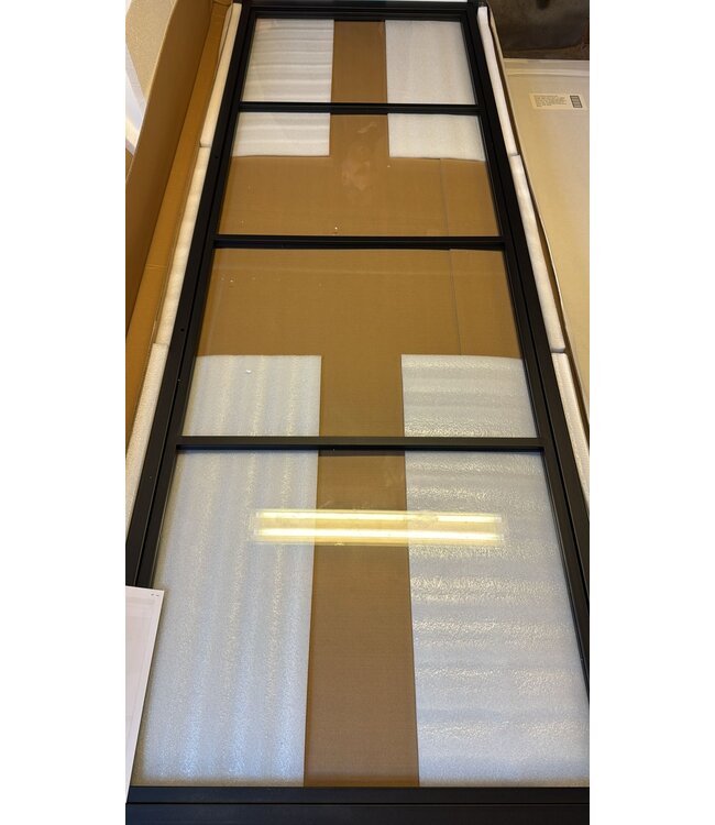 OUTLET: Stalen taatsdeur 2415 x 800 - Zwart - 4 Vlaks - Helder Glas