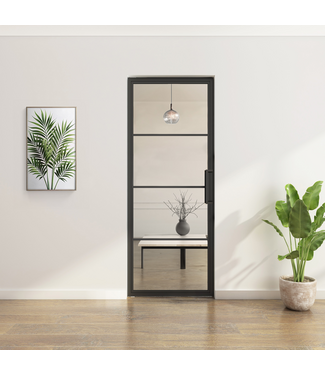 OUTLET: Stalen taatsdeur 2415 x 800 - Zwart - 4 Vlaks - Helder Glas