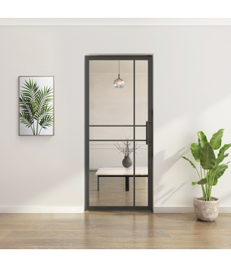 OUTLET: Stalen taatsdeur 231,5 x 83 - Zwart - 6 Vlaks - Helder Glas