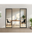 Stalen glaspaneel voor bij taatsdeur of als tussenwand, Zwart - 3 vlaks, helder glas - 2632 x 595