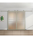 Dubbele stalen schuifdeur - Kiezelgrijs - 6 Vlaks - Helder glas - Luxe design